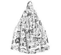 TTIGLHOH Video Game Boys Printing Large Hooded Cloak Adult Halloween Hooded 57.8 Inches Long Ideal For Wizard Robe