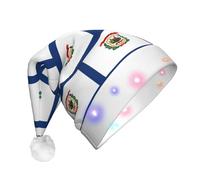TTIGLHOH West Virginia State Flag Santa Hat For Christmas Costume Headwear Cap With Led Light For Adults,Santa Claus Hat For Party