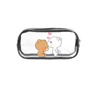 TTIGLHOH White Bear Brown Bear Printed Transparent Pen Case, Waterproof Cosmetic Organizer, Portable Carryall for Art Tools