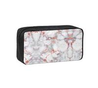 TTIGLHOH White Marble Rose Gold Printed Wide-Open Pen Bag, Soft Fabric High Capacity Case, Aesthetic Stationery for School Use