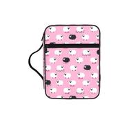 TTIGLHOH White Sheep on Pink Background Printed Bible Storage Bag, Water Resistant Oxford Cloth Carrier, Church Study Organizer Case