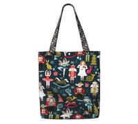 TTIGLHOH Women'S Nutcracker Ballet Xmas Dance Reusable Canvas Shopping Bag, Medium Tote With Snap Closure Daily Use, Work, Shopping