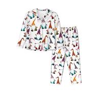 TTIGLHOH Xmas Funny Gnomes Printing Comfortable Women'S Pajama Set With Side Pockets Lightweight Skin Pants For Lazy Weekends Black