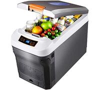 TTiiLoe 35L/37Qt Car Refrigerator with Wheels & Handle, 12V/24V/220V Auto Mini Fridge Freezer for Camping Cool Box & Warmer Case for Car, Truck, RV, Boat, SUV, Van (Black-35L)