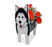 TTiiLoe Cute Dog Planter, Alaskan Malamute Plant Pots, PVC Herb Garden Flower Pots, Dog Cartoon Shaped Plant Container Holder, Gifts for Pet Lovers, 43x25cm/16.92x9.84in