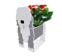 TTiiLoe Cute Dog Planter, English Sheepdog Plant Pots, PVC Herb Garden Flower Pots, Dog Cartoon Shaped Plant Container Holder, Gifts for Pet Lovers, 43x25cm/16.92x9.84in