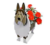 TTiiLoe Cute Dog Planter, Rough Collie Plant Pots, PVC Herb Garden Flower Pots, Dog Cartoon Shaped Plant Container Holder, Gifts for Pet Lovers, 24x18cm/9.44x7.08in