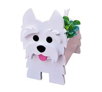 TTiiLoe Cute Dog Planter, West Highland White Terrier Plant Pots, PVC Herb Garden Flower Pots, Dog Cartoon Shaped Plant Container Holder, Gifts for Pet Lovers, 34x24cm/13.38x9.44in