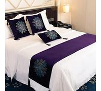 TTiiLoe Dark Purple Bed Runner Velvet Tassel, Diamond Flower Bed Scarf Protector Bedding Cover Towel Bedspread Decor Bed End Mat Blanket for Hotel Bedroom Wedding, 45 x 240cm