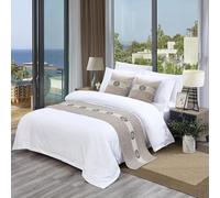 TTiiLoe Hotel Bed Runner Double-sided Bed Cover, Cotton Linen Bed Scarves Bedspreads Throw Decor Protection, A-Khaki, 50 * 210cm for 1.5m Bed