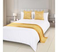 TTiiLoe Polyester Bed Runner, Gold Jacquard Bed Throw Bedspreads Cover Bed Scarf End Mat for Hotel Bedroom, Gold, 50 * 210cm for 1.5m Bed