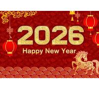 Ttincceer 1.5x1.2m 2026 New Year Backdrop for Photoshoot Red Latren Chinese Lunar New Years Spring Festival Photography Background Year of Horse Asia Family Party Celebration Banner Studio Prop