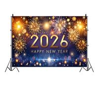 Ttincceer 1.5x1.2m Happy New Year Backdrop for Photography Glitter Fireworks 2026 New Years Party Photo Background Merry Christmas Holiday Celebration Banner Kid Adult Portrait Photo Prop