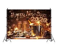 Ttincceer 1.5x1m Happy New Year Backdrop 2026 New Years Eve's Party Photography Background Glitter Firework Champagne Festival Holiday Decoration Banner Kid Adult Portrait Photo Prop