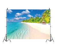 Ttincceer 1.5x1m Summer Hawaii Beach Backdrop Tropical Seaside Palm Tree Baby Shower Photography Background Ocean Blue Sky Boy Girl Wedding Party Decoration Banner Studio Prop