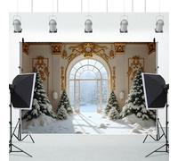 Ttincceer 1.8x1.2m Palace Snow Scene Backdrop Winter Outdoor Pine Tree Covered Snowy Christmas Party Photography Background Men Women Birthday Wedding Party Decorative New Year Banner