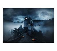 Ttincceer 10x6.5ft Halloween Backdrop Horror Forests Castle Pumpkin Full Moon Night Photography Background Bat Gothic Castle Trick or Treat Background Studio Horror Theme Shooting Props