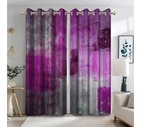Ttincceer 117x138cm Grey Purple Blackout Curtains for Bedroom Abstract Retro Mixed Color Window Drapes Classical Country Farmhouse Stylish Window-Treatment Thermal Insulated 2 Panels