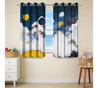 Ttincceer 117x138cm Outer Space Blackout Curtains Funny Astronaut Mysterious Universe Room Darkening Window Drapes for Bedroom Decorative Thermal Insulated Privacy Protection 2 Panels