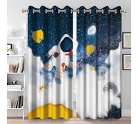 Ttincceer 117x183cm Outer Space Blackout Curtains Funny Astronaut Mysterious Universe Room Darkening Window Drapes for Bedroom Decorative Thermal Insulated Privacy Protection 2 Panels