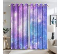 Ttincceer 140x260cm Galaxy Blackout Curtain for Bedroom Blue Purple Nebula Outer Space Room Darkning Window Drapes Dreamy Universe Bedroon Curtains Thermal Insulated 2 Panels