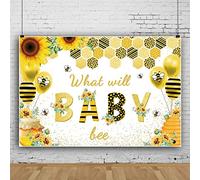 Ttincceer 150x120cm Happy Birthday Backdrop Bee Theme Yellow Photography Background Honeycomb Sunflower Background Baby Gender Reveal Banner Photo Studio Booth Prop