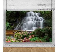 Ttincceer 180x120cm Waterfall Backdrop Forests RainForests Scenery Flower Photography Background Stone Wall Plant Natural Landscape Photography Backdrop Photo Booth Prop