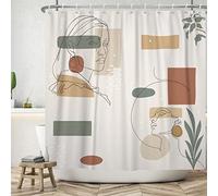 Ttincceer 180x180cm Abstract Boho Shower Curtain Abstract Beauty Face Pattern Mid-Century Bathroom Curtain Watercolor Palm Leaf Shower Curtains Waterproof Bathtub Curtain
