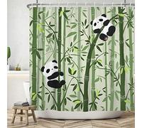 Ttincceer 180x180cm Cute Panda Shower Curtain Bamboo Forests Cartoon Panda Pattern Bathroom Curtain Mildew Resistant Black White Animal Shower Curtains Waterproof Bathtub Curtain