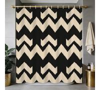 Ttincceer 180x180cm Wavy Striped Shower Curtain Abstract Boho Beige Funky Aesthetic Bathroom Decorative with Hooks Water Resistent Washable Bathtub Supplies Polyester