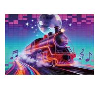 Ttincceer 2.2x1.5m Retro Discos Backdrop Train Back to 70s 80s Vintage Disco-ball Music Party Photography Backgrounds Night Bar Club Neon Dance Party Decoration Banner Studio Portrait Props