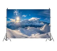 Ttincceer 2.5x1.8m Winter Snow Mountain Scene Backdrop Snowy Nature Landscape New Year Photography Background Clean Sky White Cloud Christmas Party Decoration Banner Portrait Photo Prop