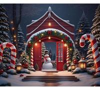 Ttincceer 2.7x1.8m Christmas Backdrop for Photography Winter Forest Snow Scene Candy Cane Xmas Party Photo Background Heavy Snow Covered Snowfield Eve's Party Banner Kids Adult Portrait Photo Prop