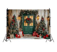Ttincceer 2.7x1.8m Christmas Backdrop for Photoshoot Luxurious Xmas Tree Pine Wreath New Year Photo Background Retro Wood Wall Scene Banner for Kids Adult Portrait Shot Prop