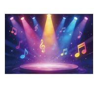 Ttincceer 2.7x1.8m Disco Stage Backdrop Musical-Note Colorful Rainbow Lightlight Bar Party Photography Backgrounds Music Club Glow 80s 70s Dance Party Decorations Banner Photo Booth Prop