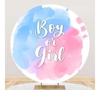 Ttincceer 200 cm Background Boy or Girl Round Photography Cover Watercolor Blue Pink Ink BACKDROP, Polyester, 100% Polyester Fabric, ZT-NSW12056, Gender Reveal, Baby Shower