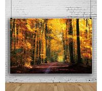 Ttincceer 220x150cm Fall Forests Backdrop Autumn Maple Forests Golden Leaves Plant Photography Background Red Deciduous Leaves Dirt Road Natural Scenery Background
