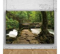 Ttincceer 220x150cm Forests Stone Bridge Backdrop Summer Natural Landscape Photography Background Tropical RainForests Scenery Photography Backdrop Studio Photography Props