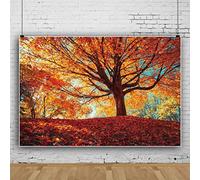 Ttincceer 220x150cm Giant Maple Tree Backdrop Autumn Theme Forests Red Yellow Fallen Leaves Photography Background Fall Jungle Natural Scenery Background