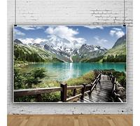 Ttincceer 220x150cm Natural Scenery Backdrop Snow Mountains Muqiao Lake Photography Background Summer Tourism Natural Scenery Photography Backdrop Photo Booth Prop