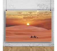 Ttincceer 300x200cm Desert Sunset Backdrop Camel Travel Caravan Orange Day Photography Background Reptile Habitat Photography Backdrop Sand Mound Scenery Background