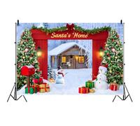 Ttincceer 3x2.5m Christmas Theme Backdrop Santa's Home Winter Snow Scene New Year Eve Photography Background Snowland Wooden House Xmas Tree Holiday Party Decoration Banner Studio Prop