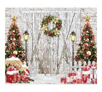 Ttincceer 4.5x3m Christmas Barn Door Backdrop Rustic Farmhouse Wood Doors Xmas Tree Baby Shower Photography Background New Year Eve Banner Kids Adult Portrait Photo Prop
