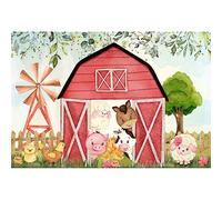 Ttincceer 5x3ft Animal Farm Backdrop Cute Pig Sheep Cow Pink Farmhouse Photography Background Eucalyptus Leaf Tree Cartoon Animal Photography Backdrop for Baby Shower