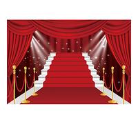 Ttincceer 5x4ft Red Carpet Podium Backdrop Superstar VIP Important Guest Receiving Award Photography Background Red Steps Curtain Background Props for Film Shooting Prop