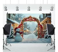 Ttincceer 6x3m Christmas Theme Party Backdrop Snowman North Pole Town Snowland Baby Shower Photography Background New Year Eve Family Party Banner Kids Adult Studio Portrait Photo Prop