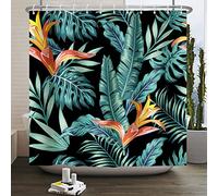 Ttincceer 71x71inch Watercolor Tropical Plants Shower Curtain Abstract Mid Century RainForests Plants Bath Curtain Palm Monstera Leaf Shower Curtains Waterproof Bathtub Curtain