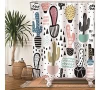 Ttincceer 72x74inch Graffiti Cactus Shower Curtain Abstract Colored Cactus with Barbed Bath Curtain Watercolor Desert Plant Shower Curtains Washable Bathtub Curtain
