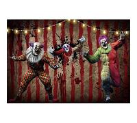 Ttincceer 7x5ft Halloween Backdrop Horror Circus Evil Clown Through the Wall Photography Background Retro Wall Blood Splattered Bloody Handprint Photography Backdrop