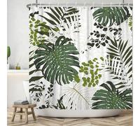 Ttincceer Abstract Leaves Shower Curtain 180x150cm Watercolor Green Palm Leaf Monstera Bathroom Curtain Mid-Century Vintage Boho Botanical Shower Curtains Washable Bath Curtain